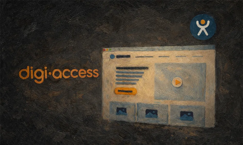 Das Logo von Digi Access neben einem Website, als Ölgemälde gemalt